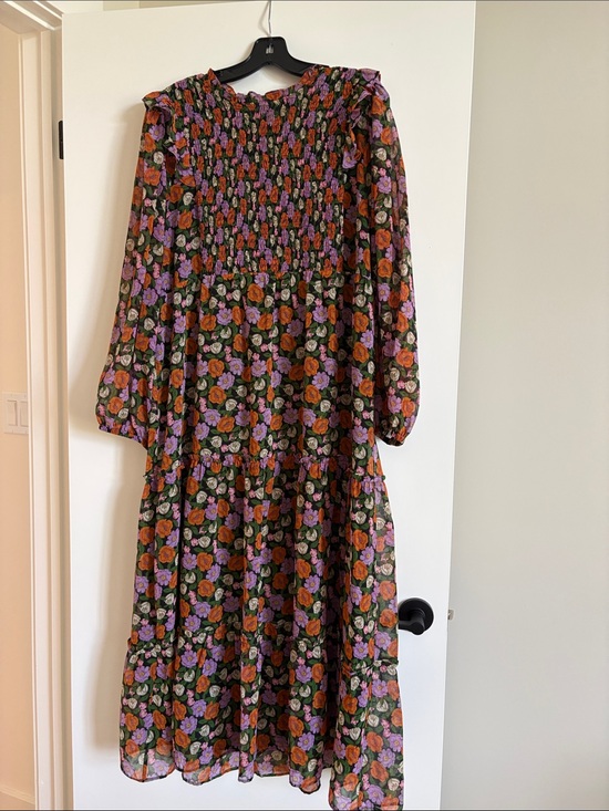 Mango Dresses & Skirts - Mango Floral Maxi Dress in Black with Orange, Purple & Green Flowers